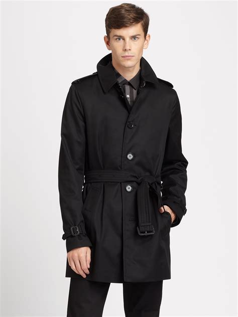 mens burberry raincoat black